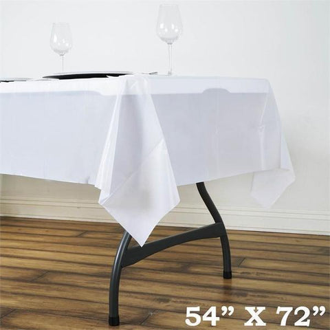 54x72 inch White Disposable Plastic Table Cover Rectangular Tablecloth