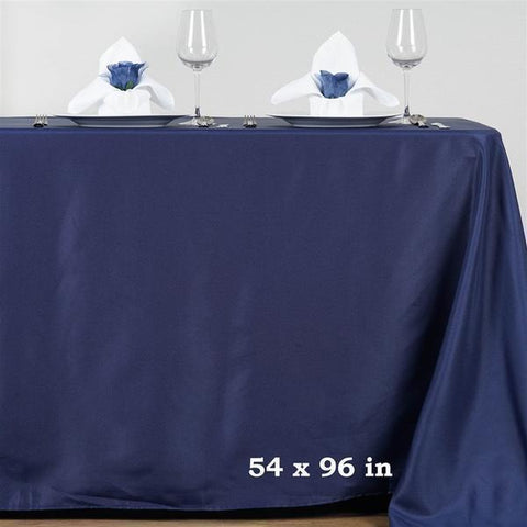 54x96" Navy Blue Polyester Rectangular Tablecloth