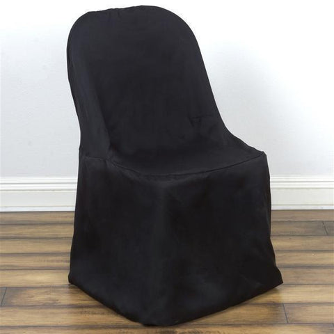 Black Polyester Folding Flat Chair Cover