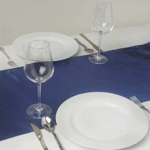 Navy Blue Embossed Satin Table Runner
