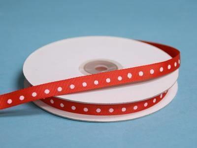 3/8 inch x 25 Yards Intricate Single Face Red Satin Polka Dot