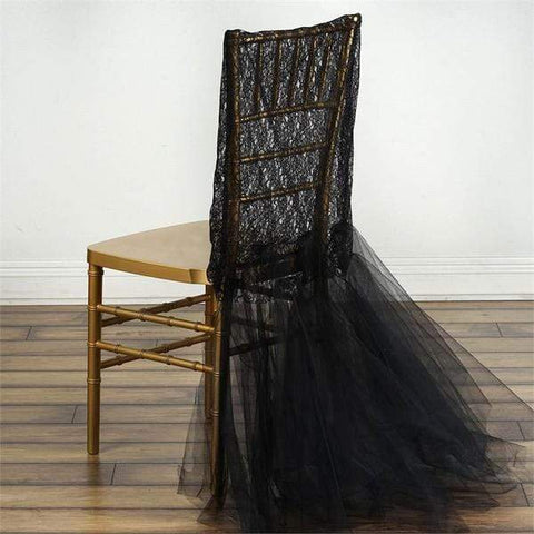 Black Lace with Tulle Tutu Chair Sash