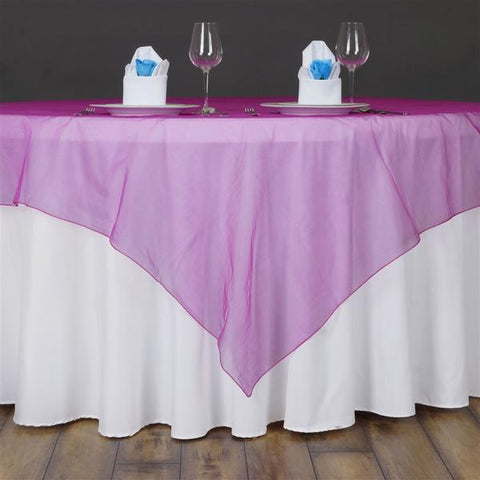60 inch Fuchsia Square Organza Table Overlay