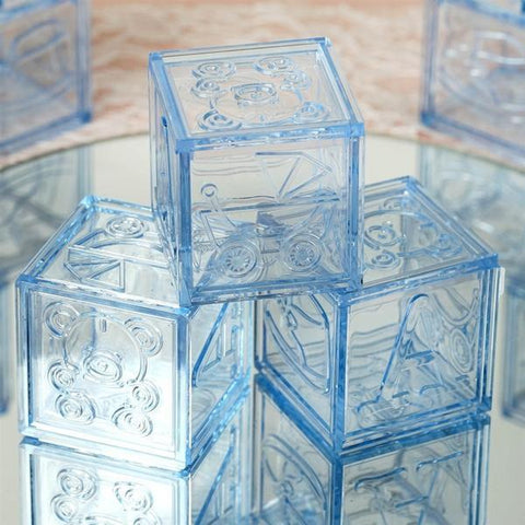 12 pcs Light Blue Plastic Blocks Baby Boy Shower Favors