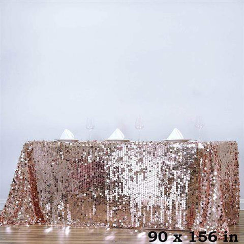 90" x 156" Blush Big Payette Sequin Tablecloth