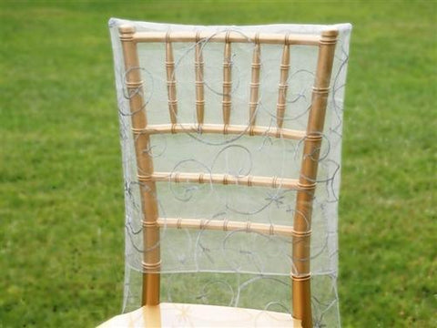 Embroidered Chair Slipcover - Silver