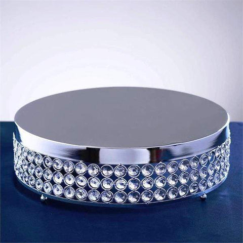 Silver 15.5" Metal Beaded Cake Stand