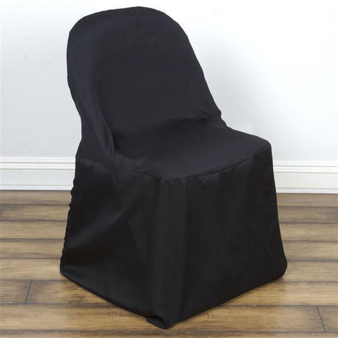 Black Folding Round Polyester Chair Cover