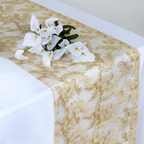 Champagne Flowers Lace Table Runner