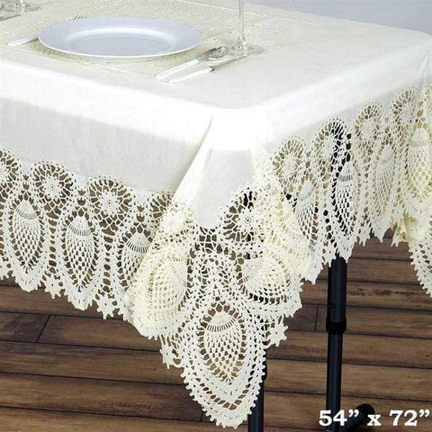 54x72 in Ivory Vinyl Rectangular Tablecloth 