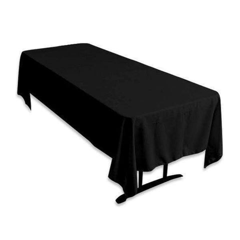 60" x 126" Black Premium Polyester Rectangular Tablecloth