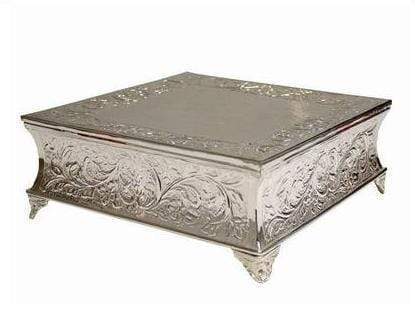 14" Silver Finish Square Wedding Cake Stand Riser