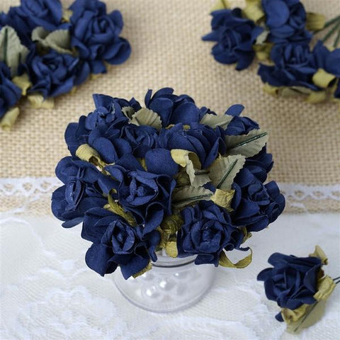  Blue Open 1.25" Roses Craft Flowers