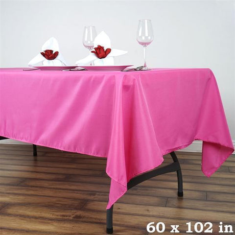 60 x 102 inch Fuchsia Polyester Rectangular Tablecloth