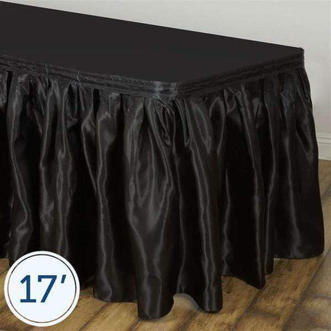 17 feet x 29" Black Satin Banquet Table Skirt