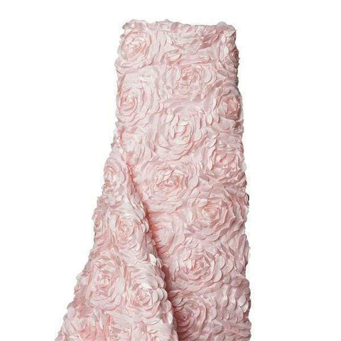 54" x 4 yards Blush Raised Rosettes Fabric Bolt