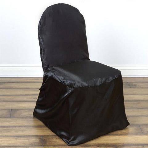 Black Satin Banquet Chair Cover