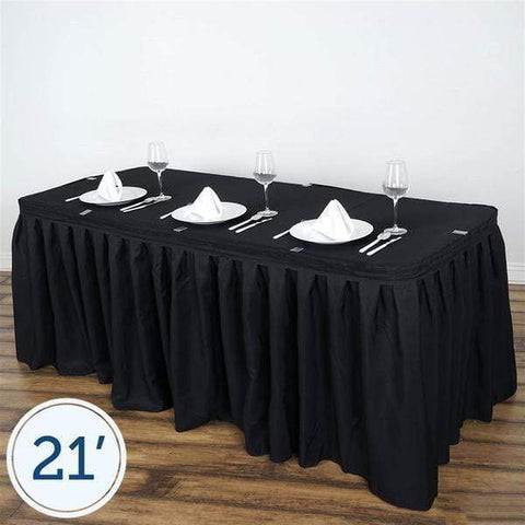21 feet x 29" Black Polyester Banquet Table Skirt