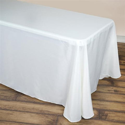 90 x 132 inch Ivory Rounded Corners Polyester Tablecloth