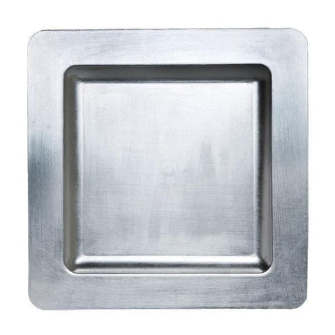  11.5" Silver Square Rimmed Charger Plates
