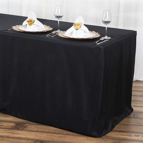 6 feet Black Fitted Tablecloths