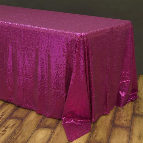 90" x 156" Fuchsia Sequin Tablecloth