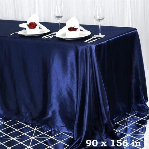 Navy Blue 90x156" Satin Rectangle Tablecloth