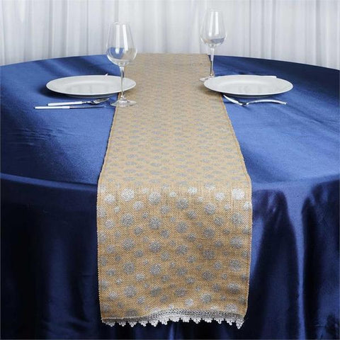 12 x 108 inches Polka Dots Burlap Table Runners