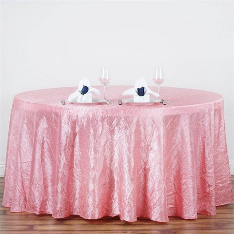 Pink 117" Crinkle Taffeta Round Tablecloth