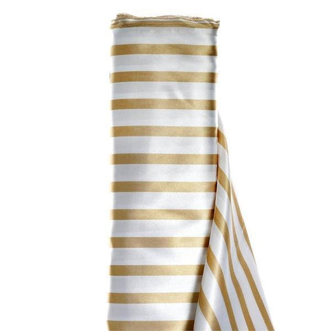 54 inch x 10 yards Champagne and White Satin Stripes Fabric