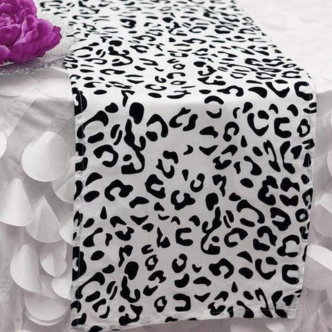 Black and White Leopard Safari Animal Print Table Runner