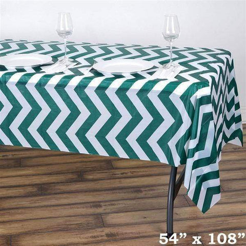 54x108 inch Hunter Green Chevron Disposable Plastic Table Cover