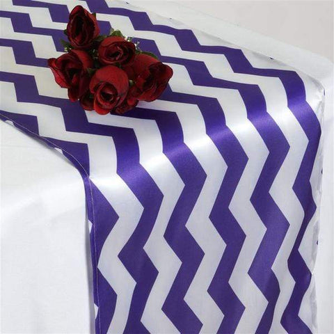 Purple Chevron Satin Table Runner