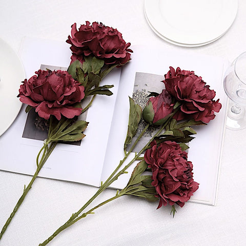 29 in Long Stem Silk Peony Artificial Flowers Sprays