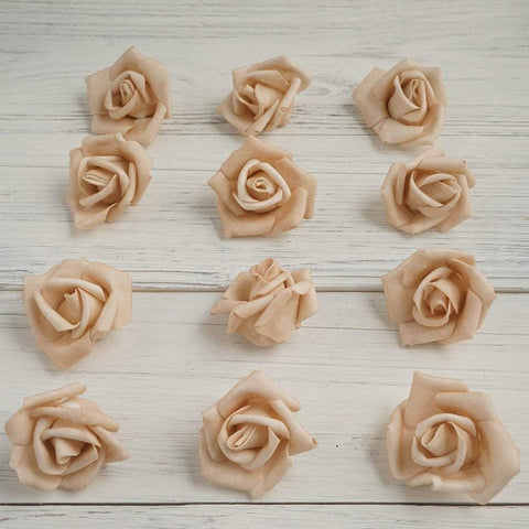 12 Artificial Foam Rose Flower Heads