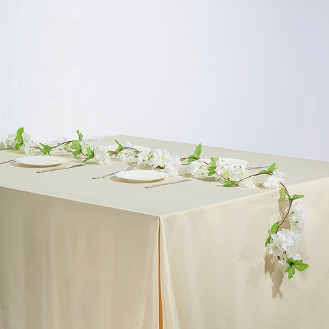 2 pcs 7 ft long Silk Cherry Blossom Garlands with Leaves and Bendable Wire Vines