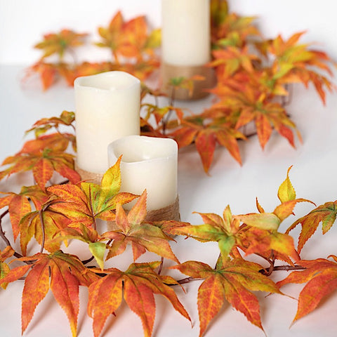 70 in Artificial Fall Maple Leaf Garland Faux Autumn Foliage