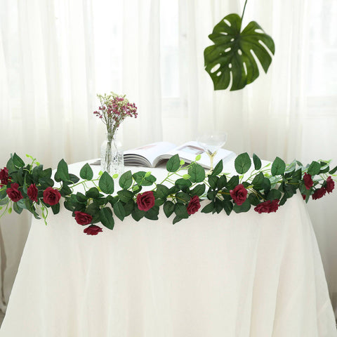 6 feet Silk Rose Flowers Garland with Leaves