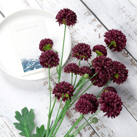 33 in Long Stem Silk Chrysanthemum Artificial Flowers Bushes