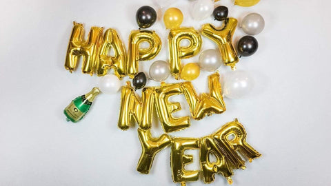 Happy New Year Balloons Backdrop