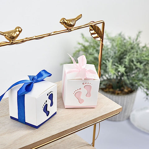 25 pcs 2.5 in Baby Shower Party Favors Gift Boxes with Footprints Design