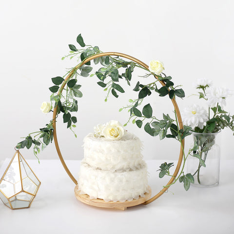 Gold Geometric Wood with Metal Arch Cake Display Stand