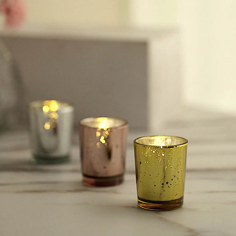 2 in Round Speckled Mercury Glass Votive Candle Holders