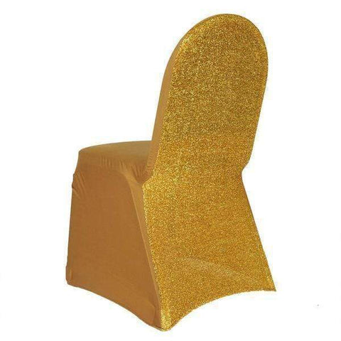 Metallic Gold Spandex Stretchable Banquet Glitter Chair Cover