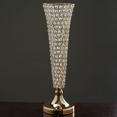 2 pcs 24 in tall Faux Crystal Beaded Trumpet Vases Wedding Centerpieces