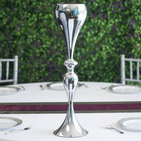  Silver Metallic Trumpet Vase Wedding Centerpiece Riser
