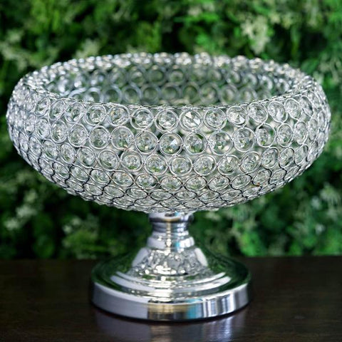 9 in Decorative Bowl Centerpiece Pedestal Vase with Crystal Beads