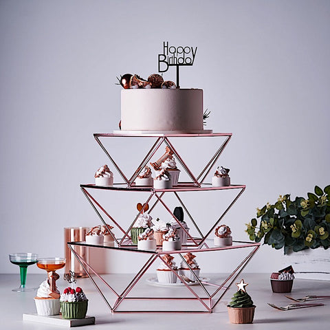 Metal with Glass Geometric Cake Stands