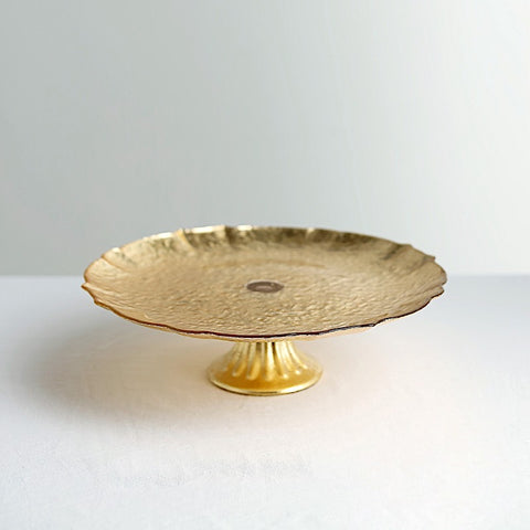 14" Round Glass Cake Stand Scalloped Edge Cupcake Holder