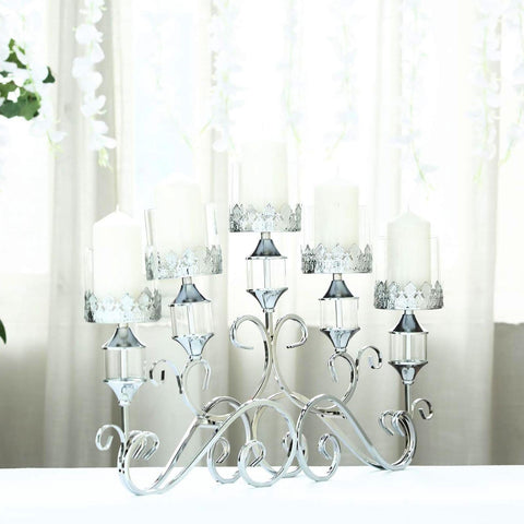 18 in tall Candelabra Hurricane Candle Holder Centerpiece with Glass